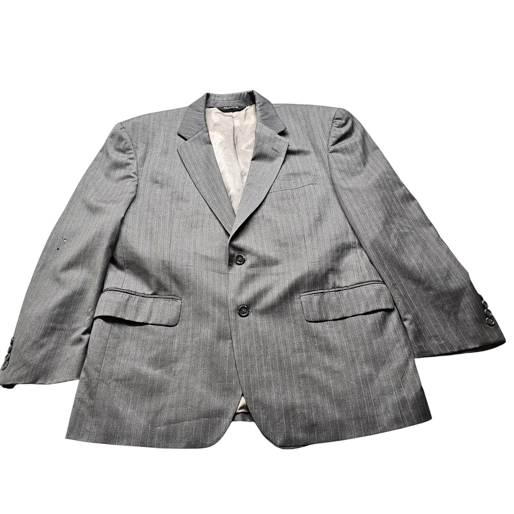 Jos. A. Bank Pinstripe Suit Set Mens Grey Professional Formal 2-Button Pleated